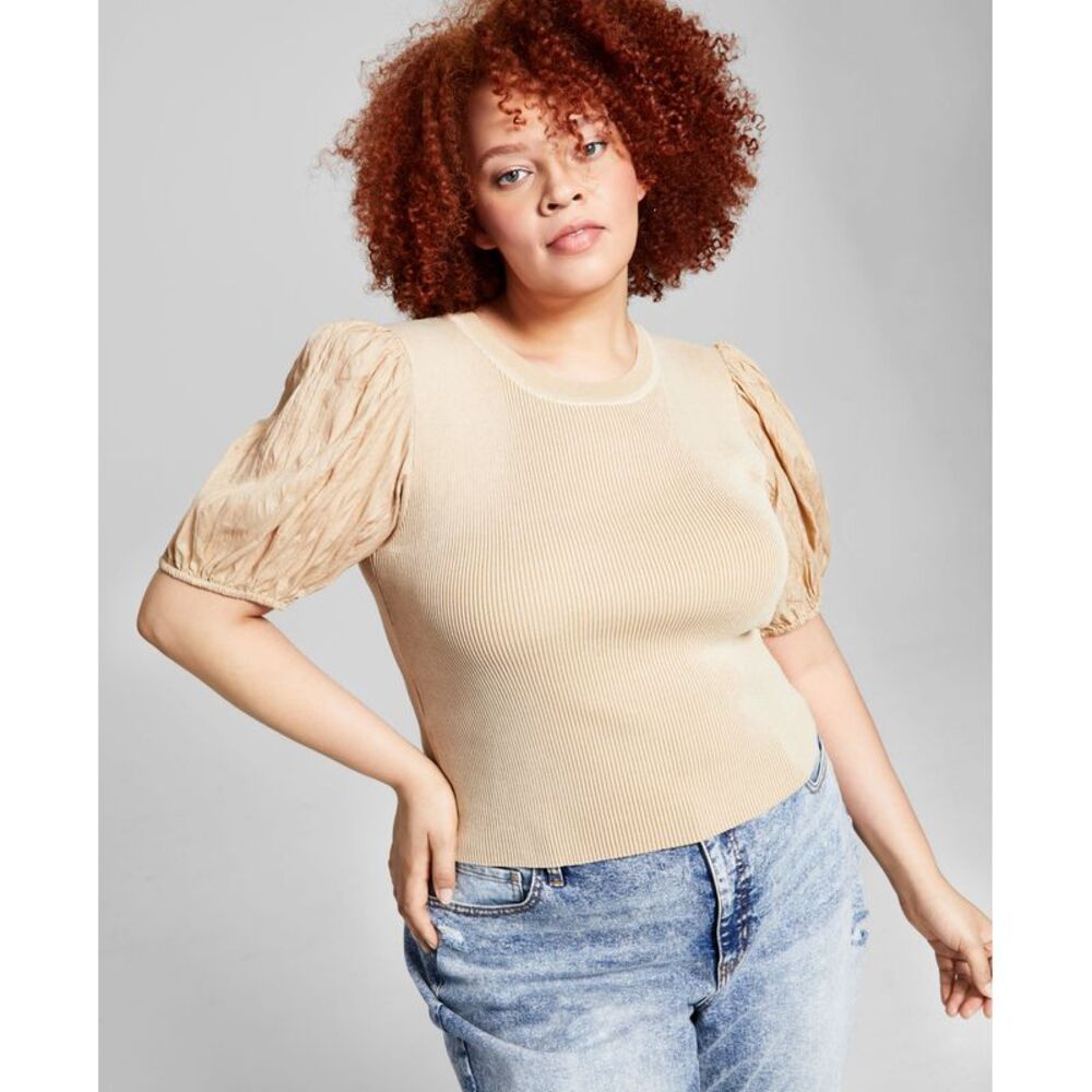And Now This Trendy Plus Size Puff-Sleeve Top
